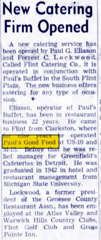 Pauls Good Food - Nov 09 1958 Opening Article